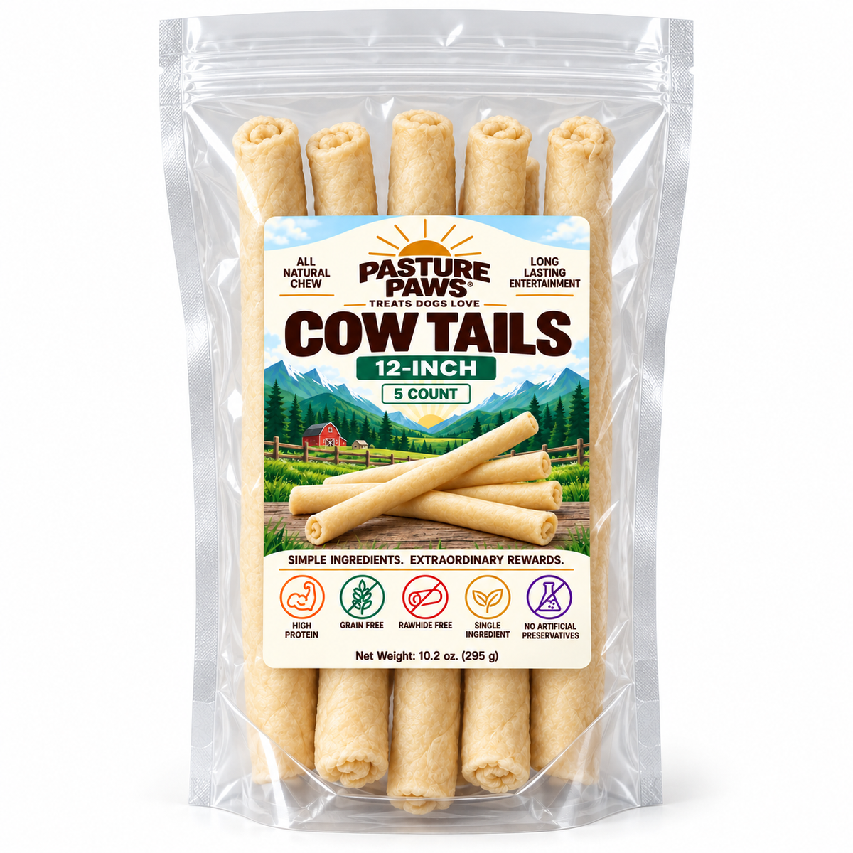 Cow Tails 12" - 5 Pack - Pasture Paws