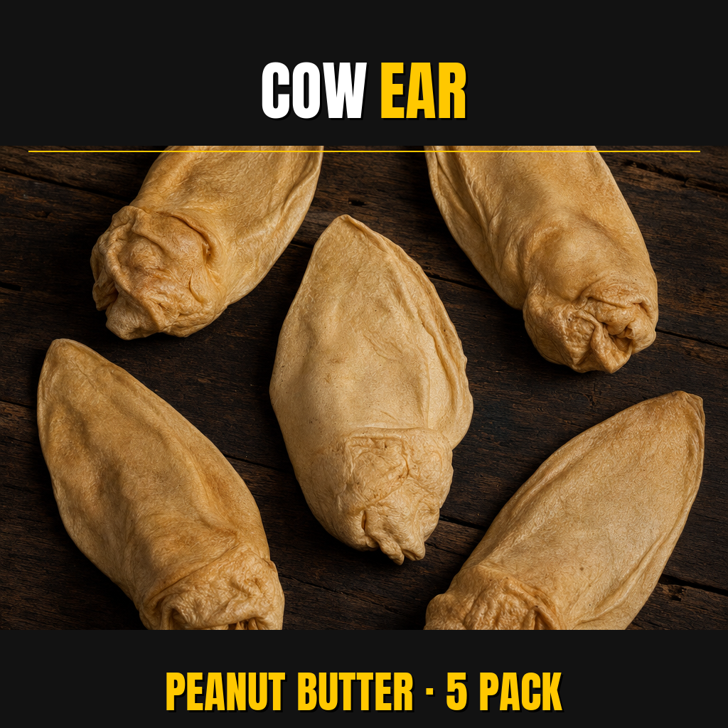 Cow Ears Flavored - Peanut Butter - 5 Pack - Pasture Paws
