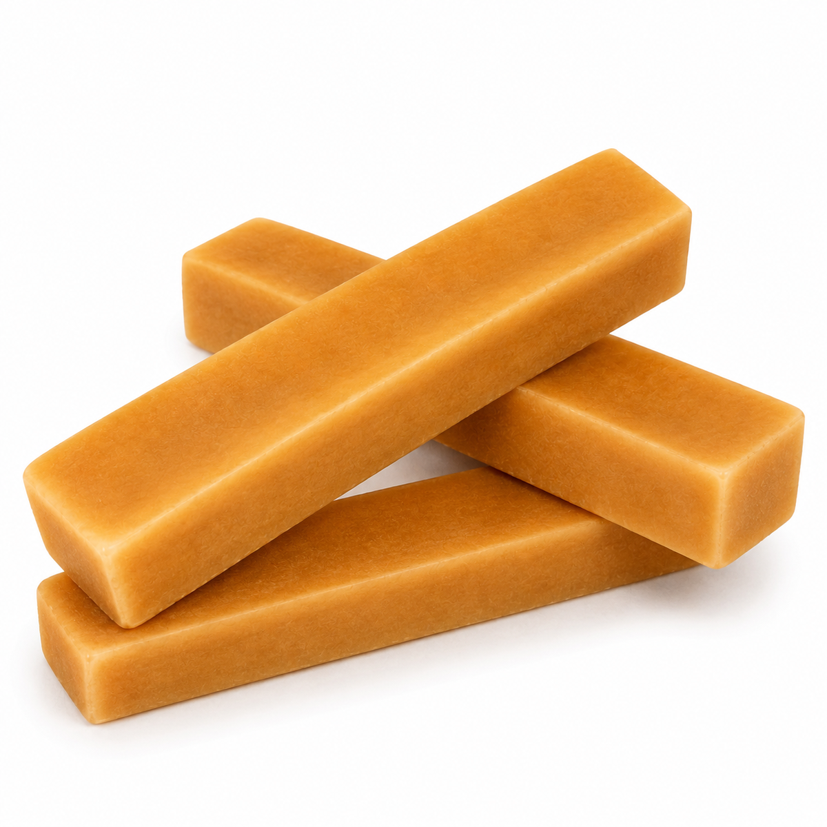 A 3 pack of natural yak cheese chews for dogs on a white background